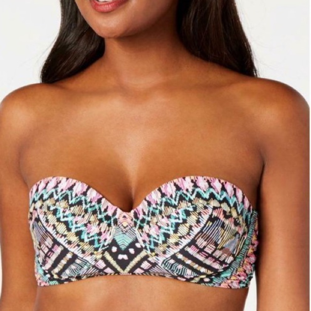 Bar III neon tribal bikini top size small